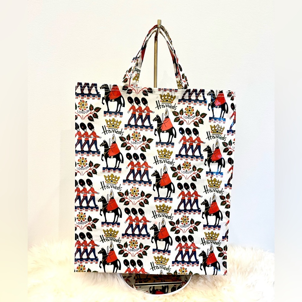 Harrods of London Rare PV Coated Canvas Shopping Tote large Water Proof